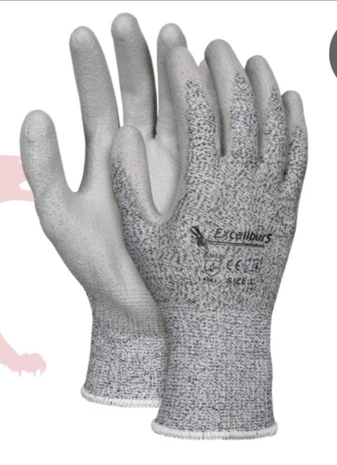 Guante Excalibur Anticorte Color Gris Con Negro- En 4X42C- Talla 10